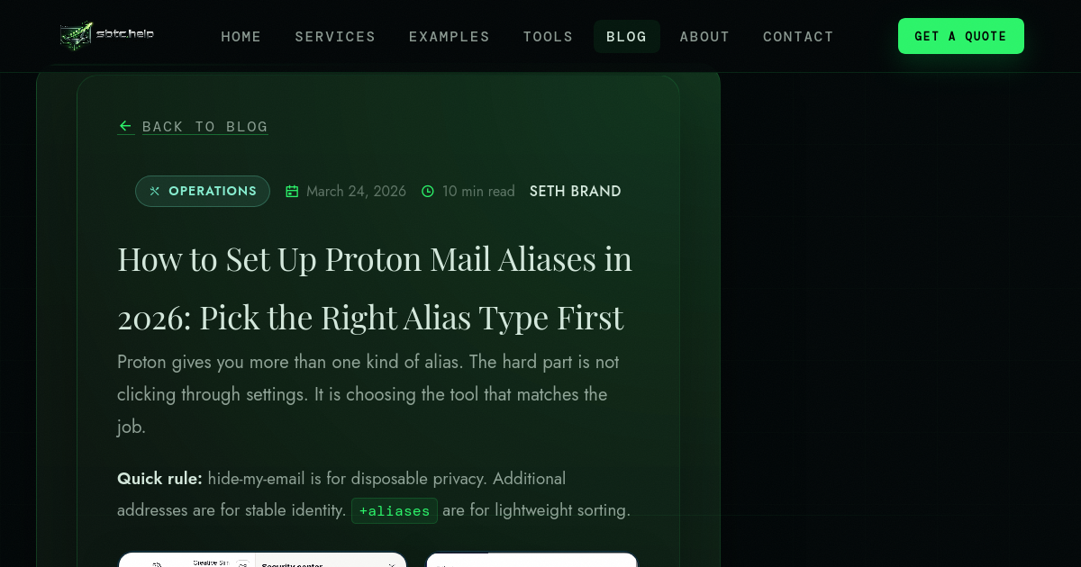Preview image for How to Set Up Proton Mail Aliases in 2026: Pick the Right Alias Type First